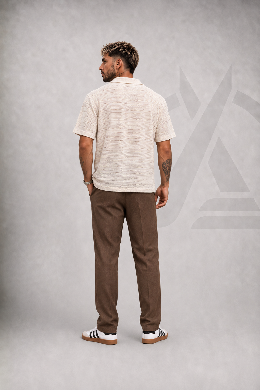 CAMISA TEJIDA EN ALGODON - BEIGE