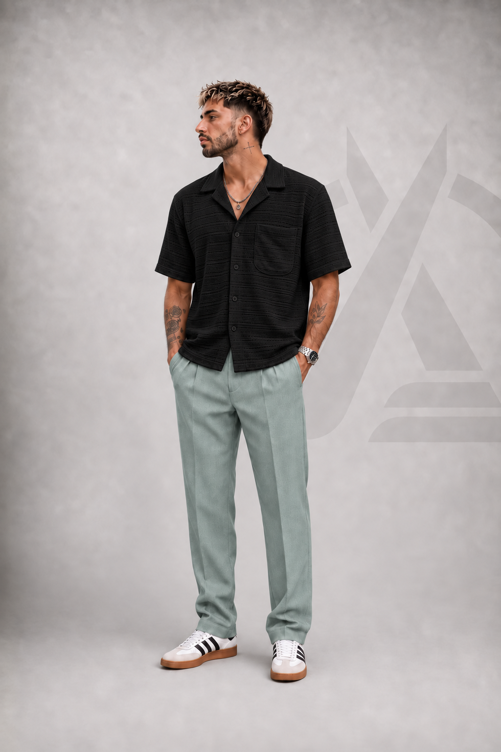 CAMISA TEJIDA EN ALGODON - NEGRA