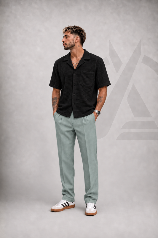 CAMISA TEJIDA EN ALGODON - NEGRA
