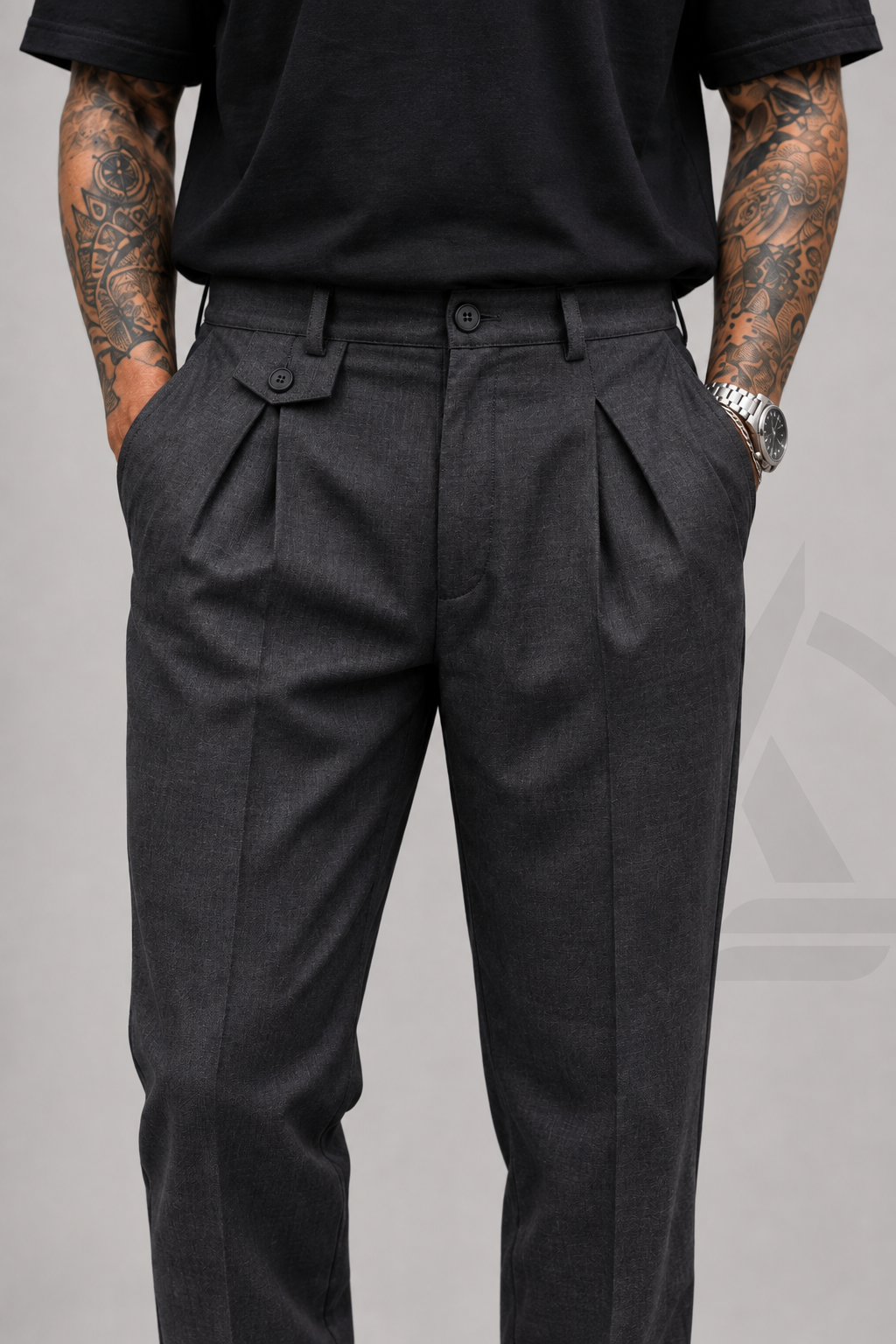 PANTALON EN LINO - CON PRETINA Y PRENSES