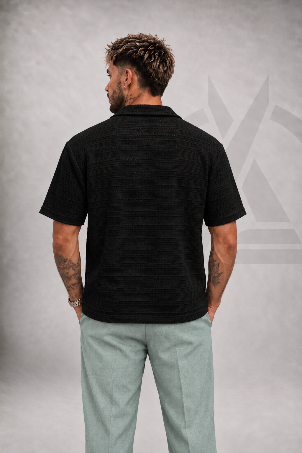 CAMISA TEJIDA EN ALGODON - NEGRA
