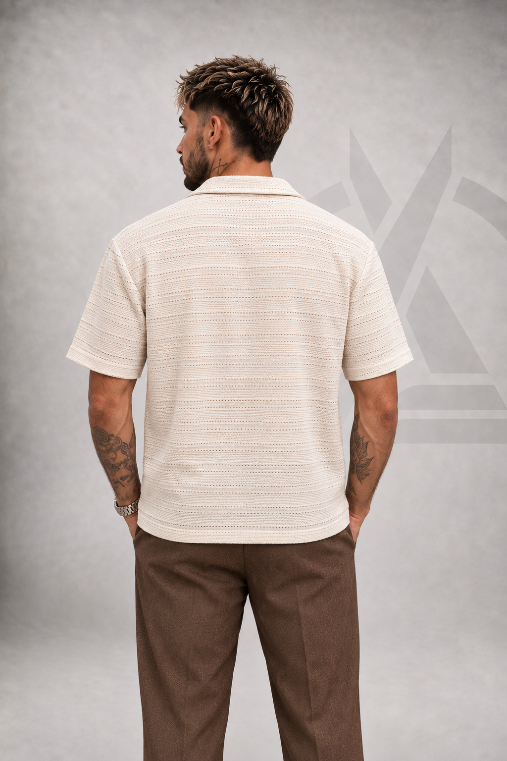 CAMISA TEJIDA EN ALGODON - BEIGE