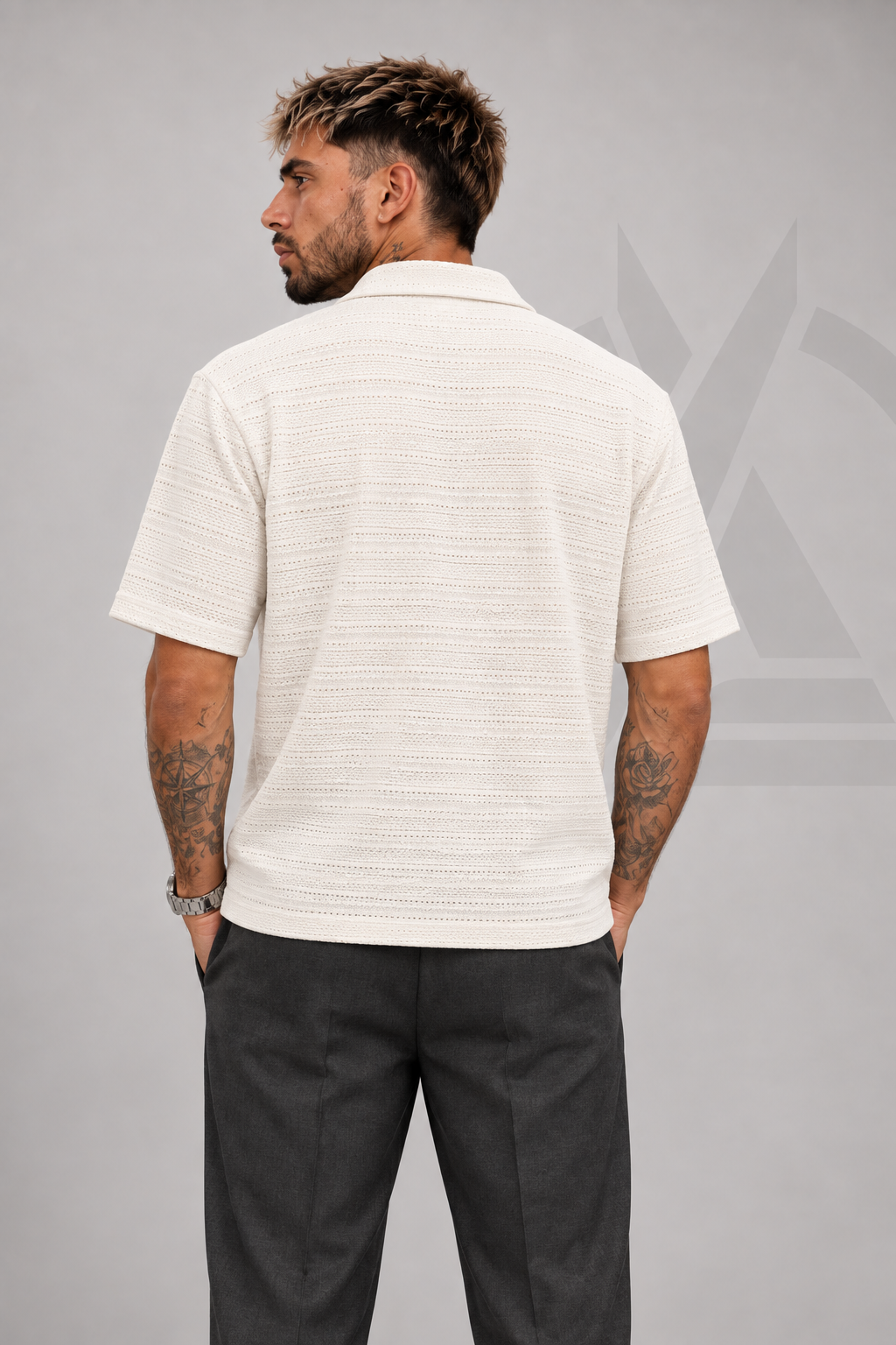 CAMISA TEJIDA EN ALGODON - MARFIL