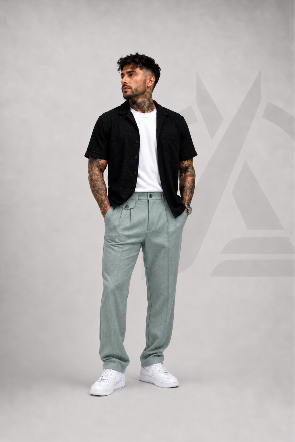 PANTALON EN LINO - CON PRETINA Y PRENSES