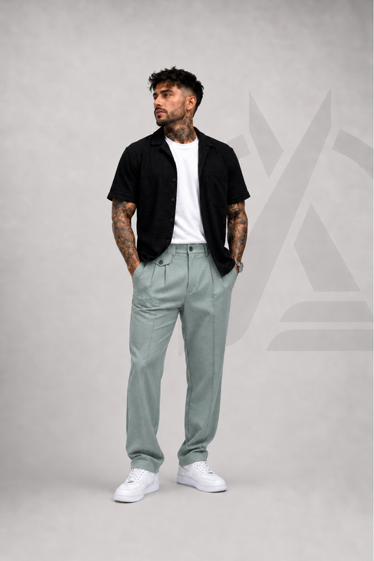 PANTALON EN LINO - CON PRETINA Y PRENSES